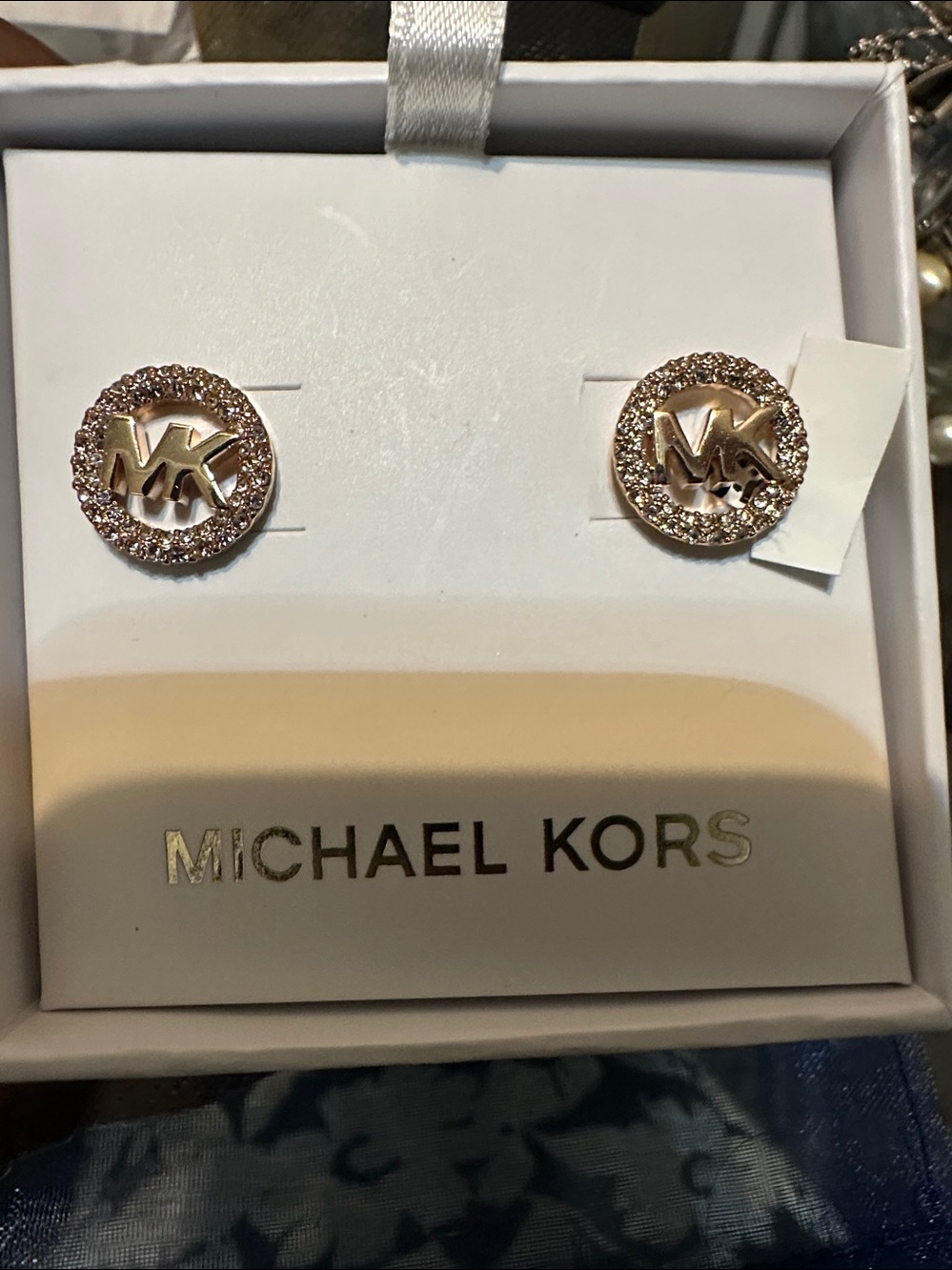 Michael Kors logo crystal stud earrings